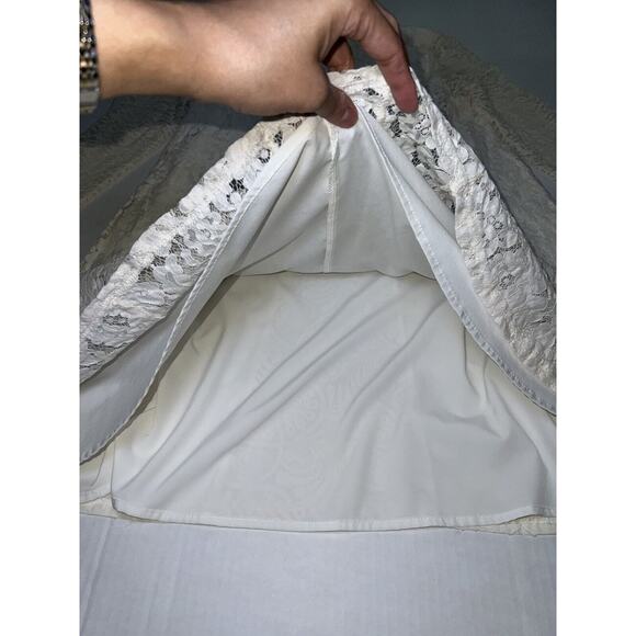 Anthropologie HD in Paris Enid Swing Dress Size M Ivory Lace High Neck Long Slv - Picture 14 of 15